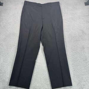 Zanella Pants Mens 38x29 Black Todd Wool Trousers Flat Front‎ Straight Leg